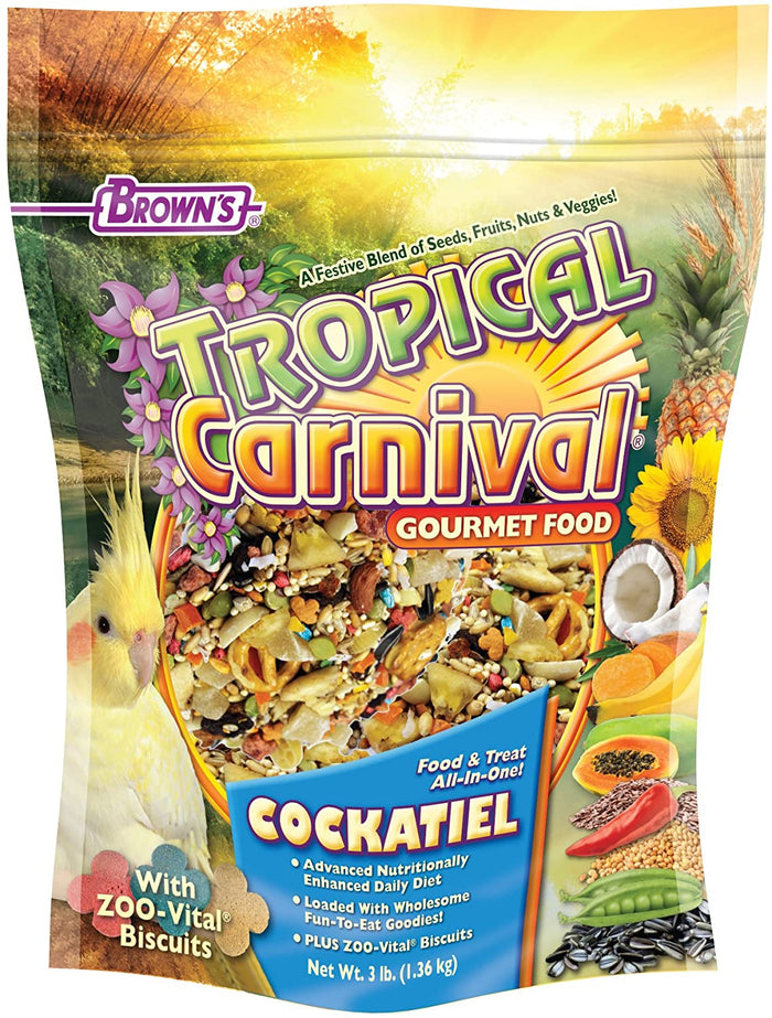 F.M. Brown's Tropical Carnival Cockatiel Bird Food - 3 lb Bag