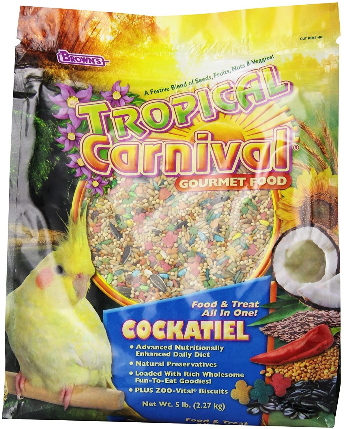 F.M. Brown's Tropical Carnival Cockatiel Bird Food - 5 lb Bag  