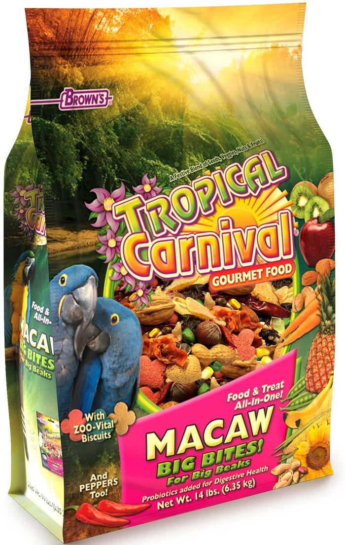 F.M. Brown's Tropical Carnival Macaw Big Bites Bird Food - 14 lb Bag