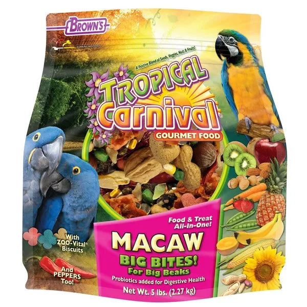 F.M. Brown's Tropical Carnival Macaw Big Bites Bird Food - 5 lb Bag