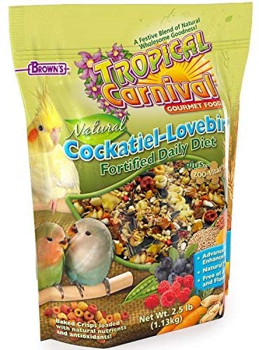 F.M. Brown's Tropical Carnival Natural Cockatiel/Lovebird Bird Food - 2.5 lb Bag  