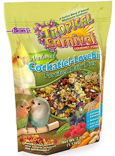 F.M. Brown's Tropical Carnival Natural Cockatiel/Lovebird Bird Food - 2.5 lb Bag