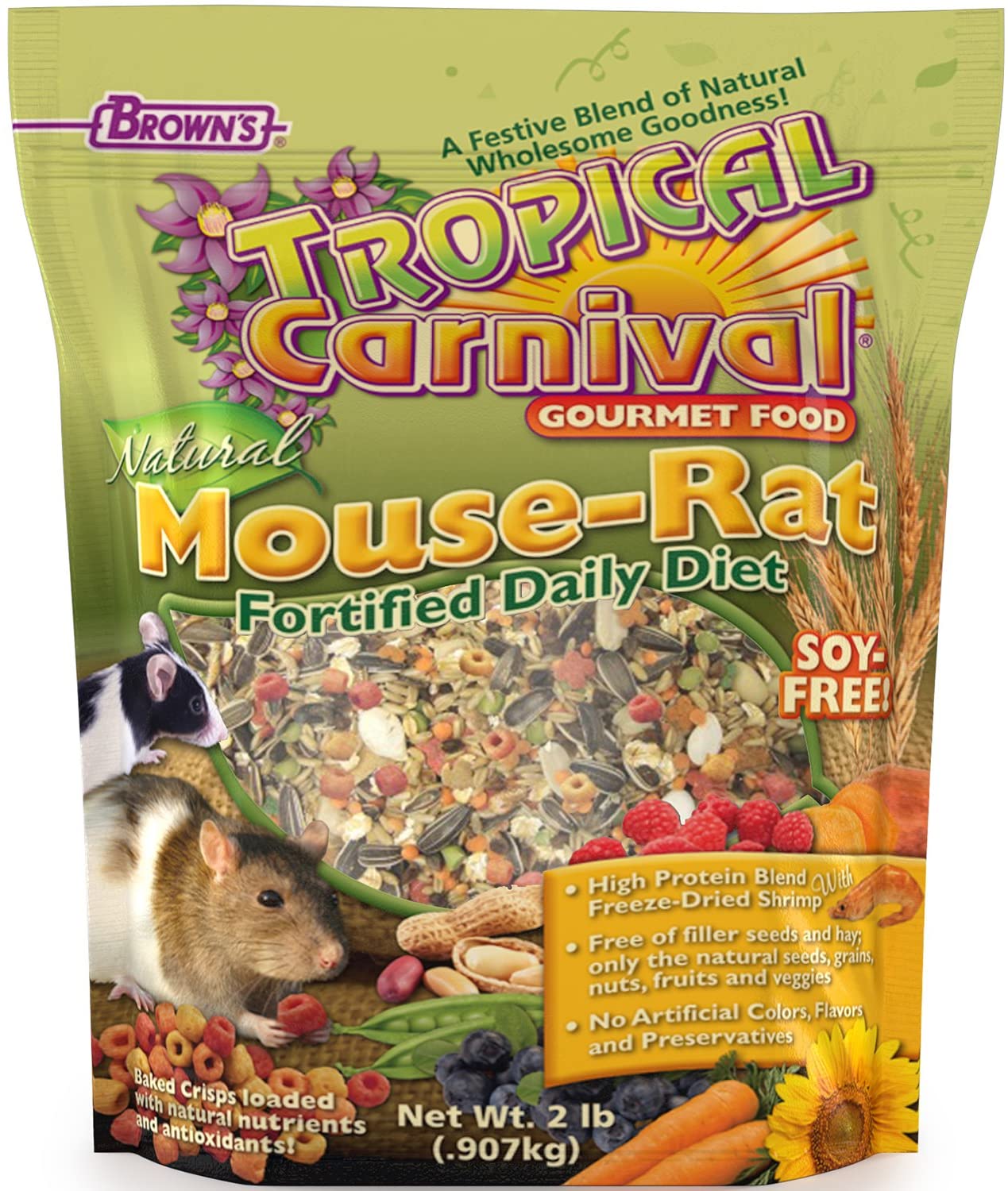 F.M. Brown's Tropical Carnival Natural Mouse & Rat Gourmet Small Animal Food - 2 lb Bag  