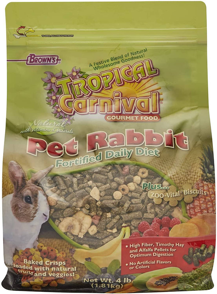 F.M. Brown's Tropical Carnival Natural Rabbit Gourmet Small Animal Food - 4 lb Bag