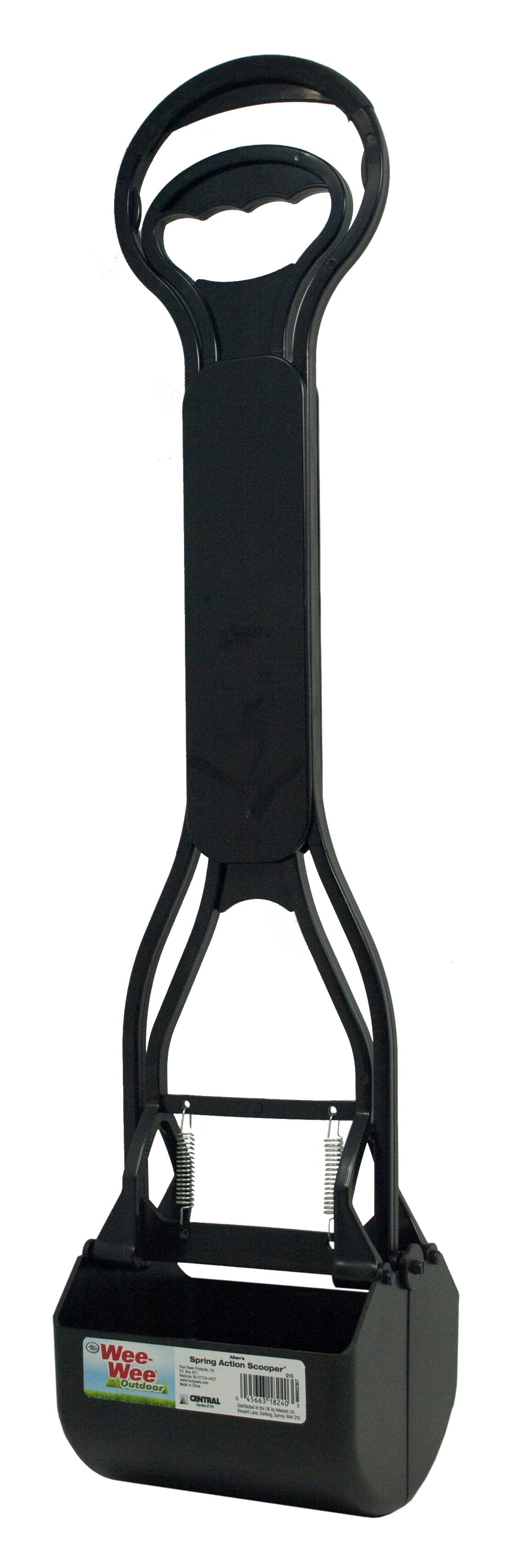 Four Paws Allen's Spring Action Dog Scooper For Hard Surfaces Hard Surfaces Black - 5.13 in X 5.5 in X 24.75 in  