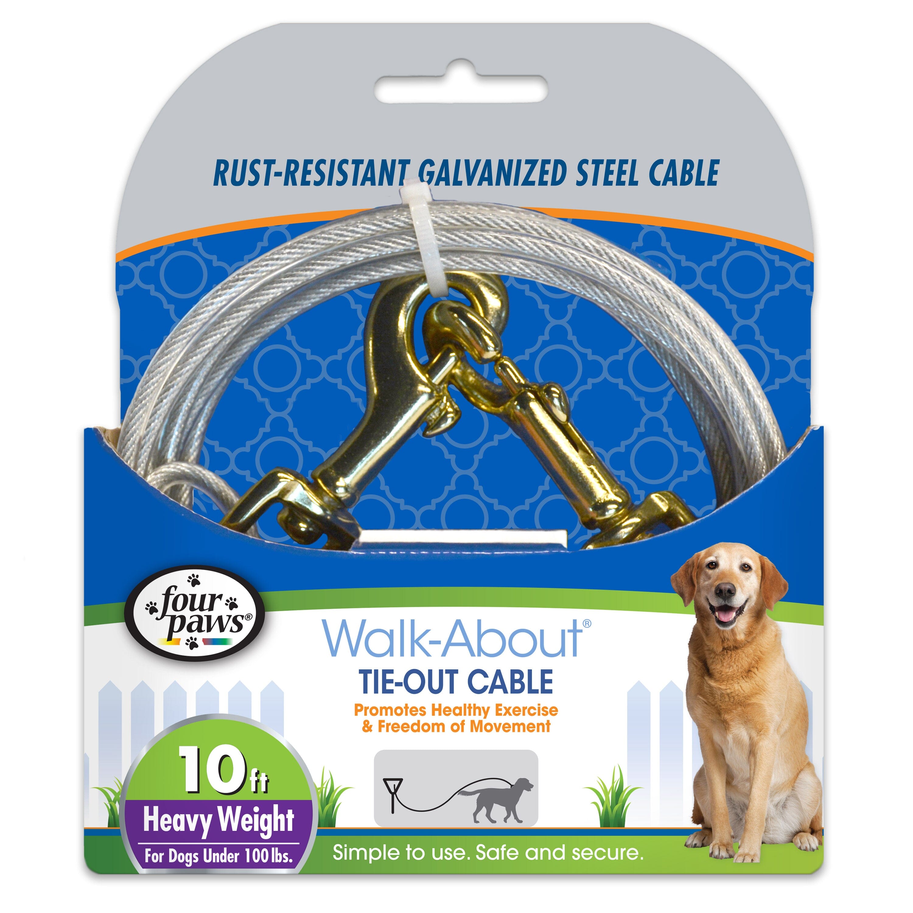 Four Paws Heavy Weight Tie Out Cable Silver - 10 ft  