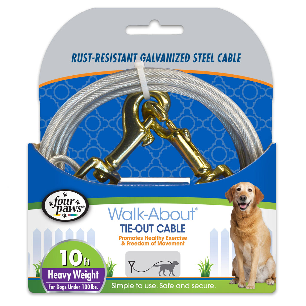 Four Paws Heavy Weight Tie Out Cable Silver - 10 ft  