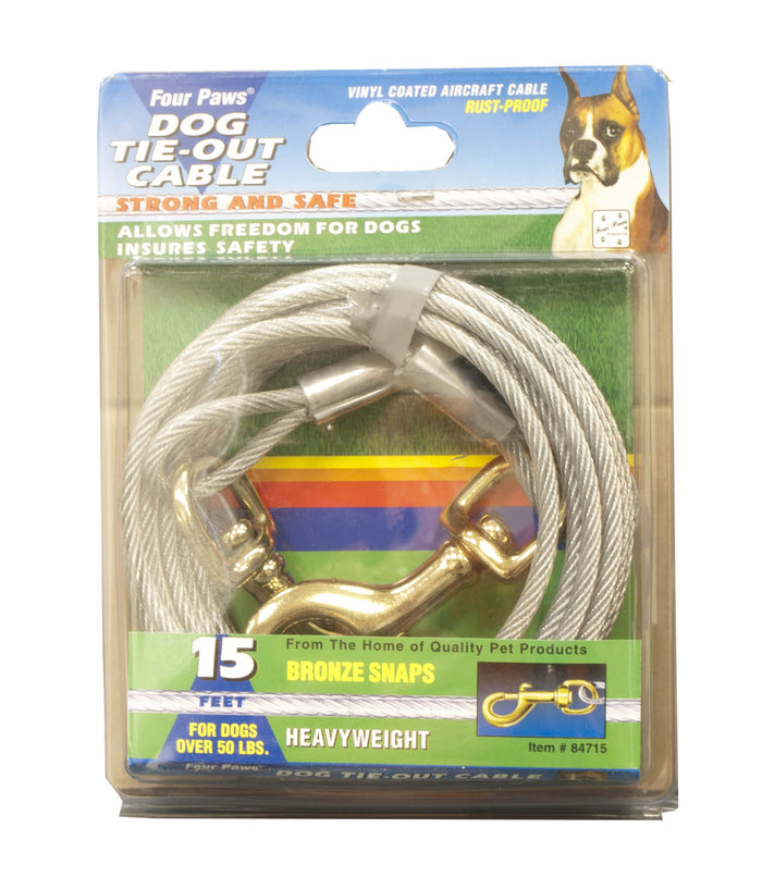 Four Paws Heavy Weight Tie Out Cable Silver - 15 ft