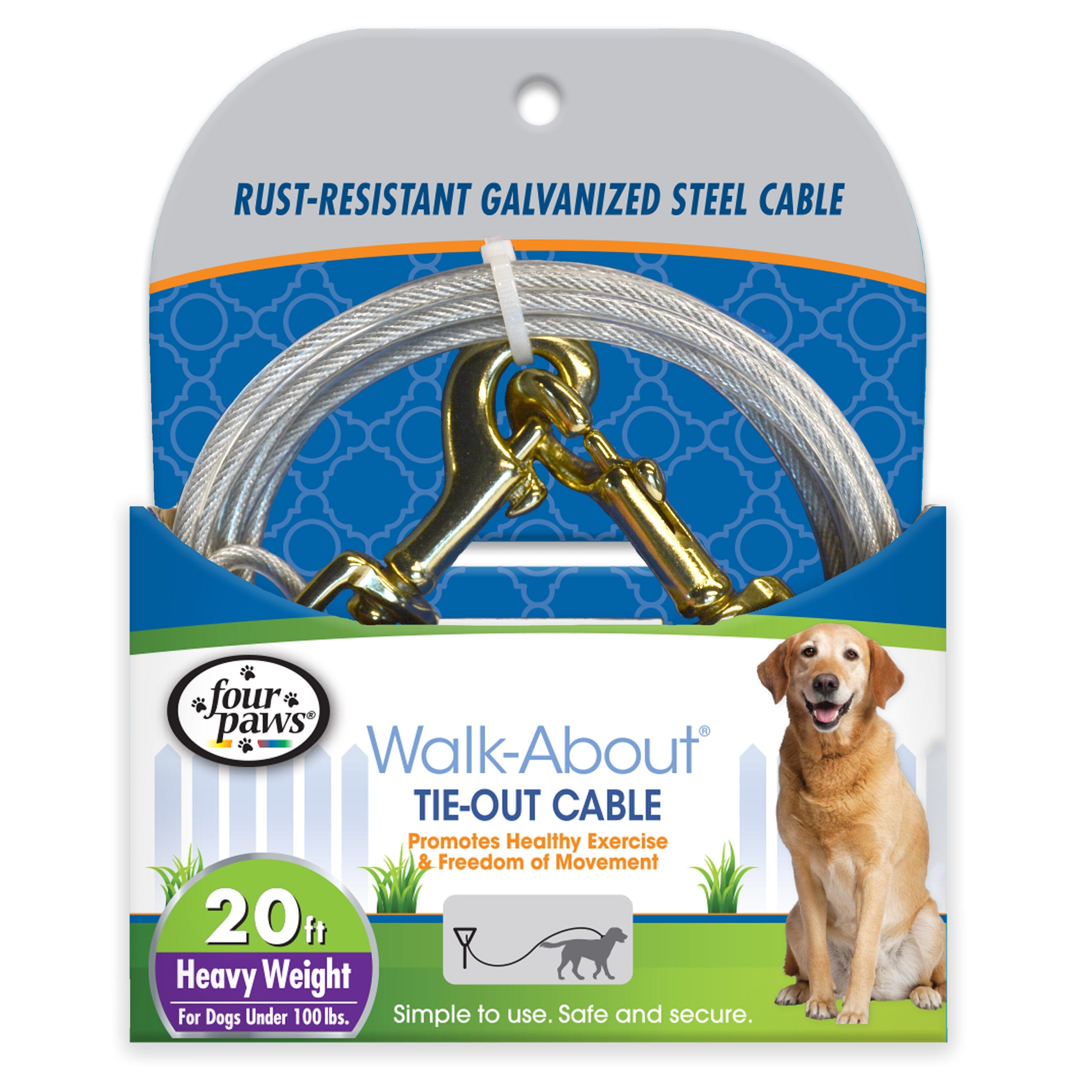 Four Paws Heavy Weight Tie Out Cable Silver - 20 ft  