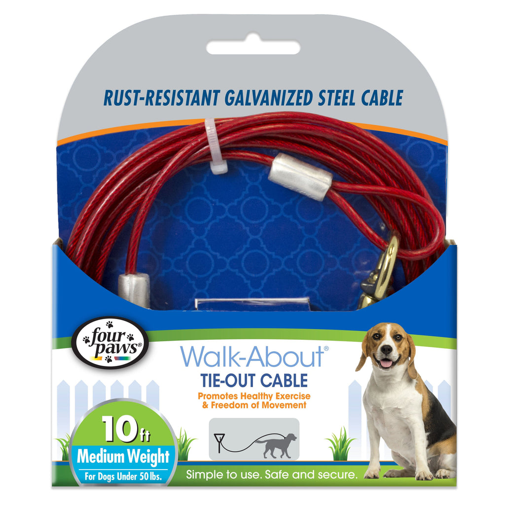 Four Paws Medium Weight Dog Tie Out Cable Red - 10 ft  