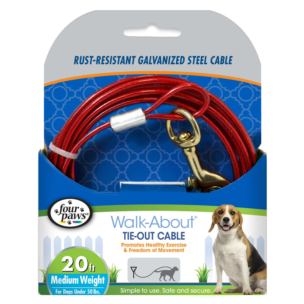 Four Paws Medium Weight Dog Tie Out Cable Red - 20 ft  