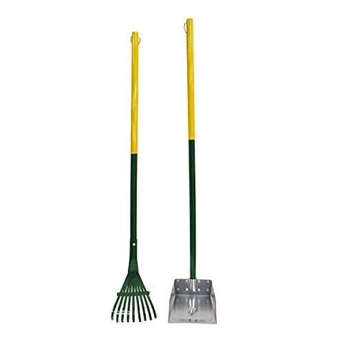 Four Paws Pooper Scooper Rake Set Dog Waste Pick Up - Yellow and Green - Small  