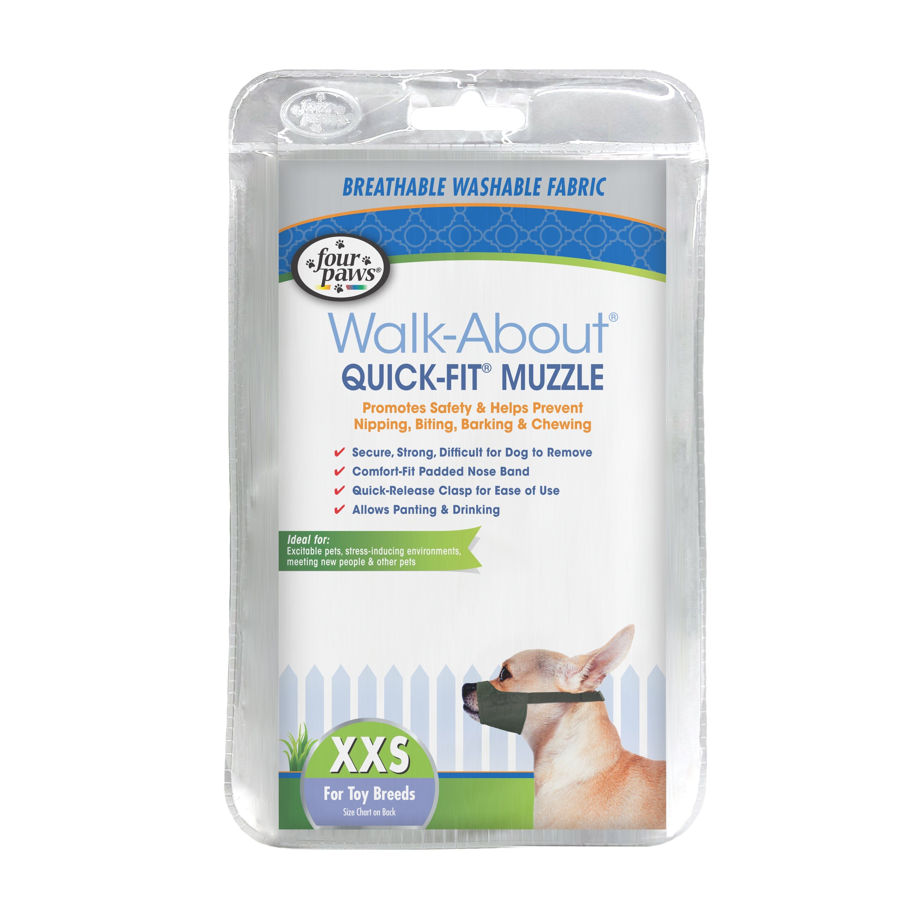 Four Paws Walk-About Quick-Fit Dog Muzzle - 0 - XXS  