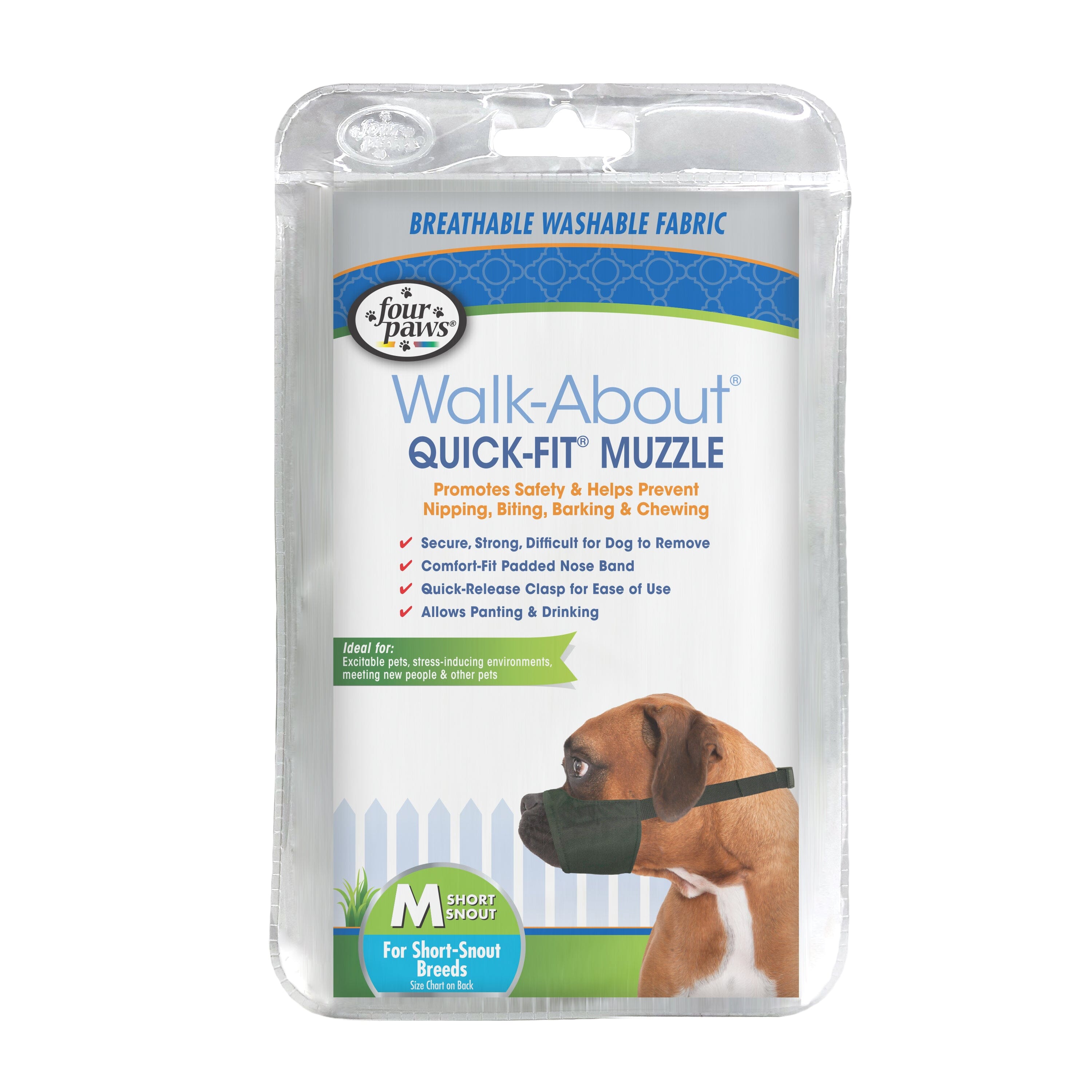 Four Paws Walk-About Quick-Fit Dog Muzzle - 3 - Medium Short Snout  