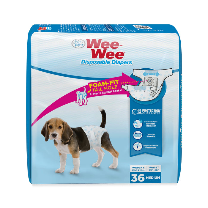 Four Paws Wee-Wee Disposable Dog Diapers Diaper - Medium - 36 Count