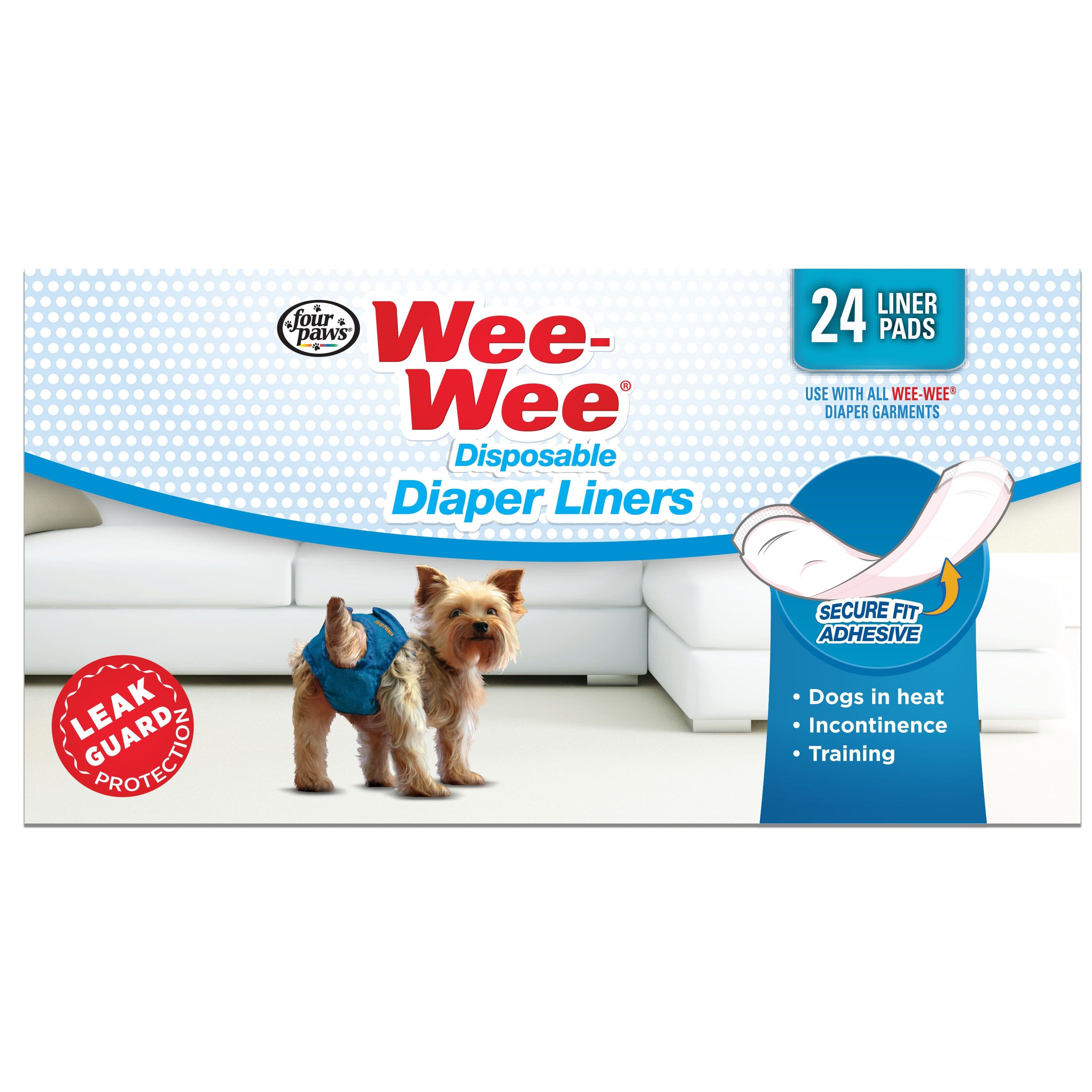 Four Paws Wee Wee Dog Diaper Garment Pads - 24 Count  