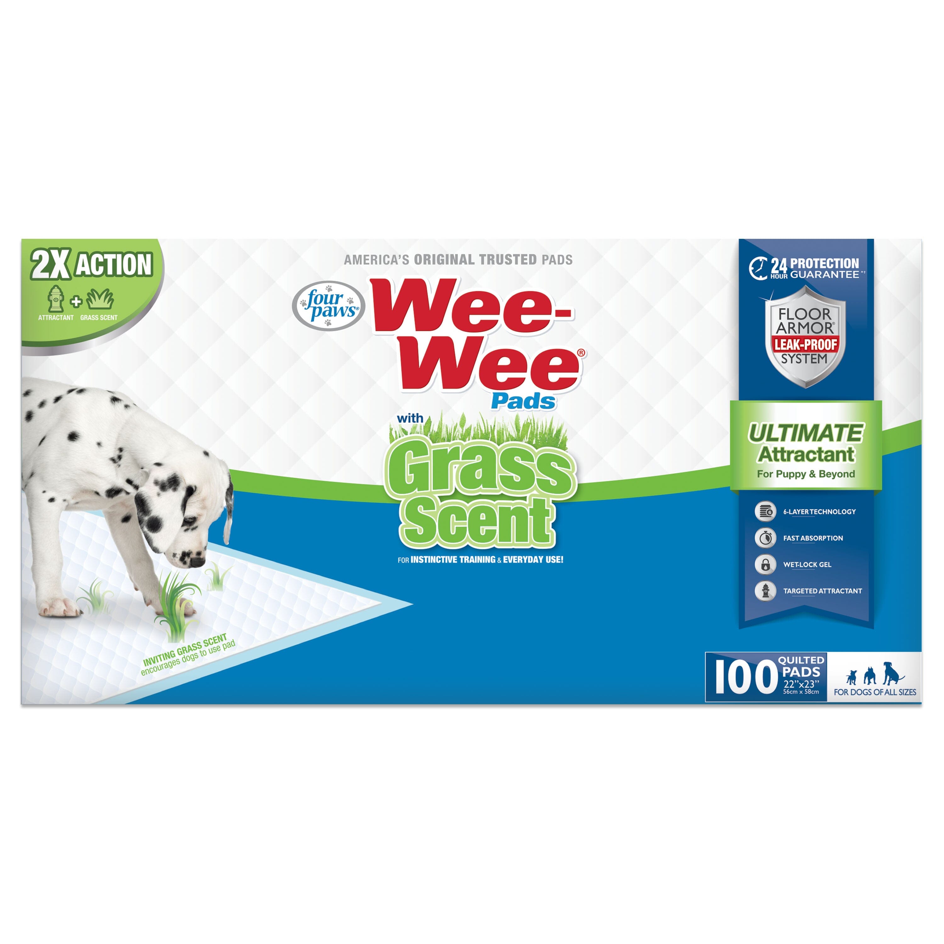 Four Paws Wee-Wee Grass Scented Puppy Pads Grass Scented - 100 Count  