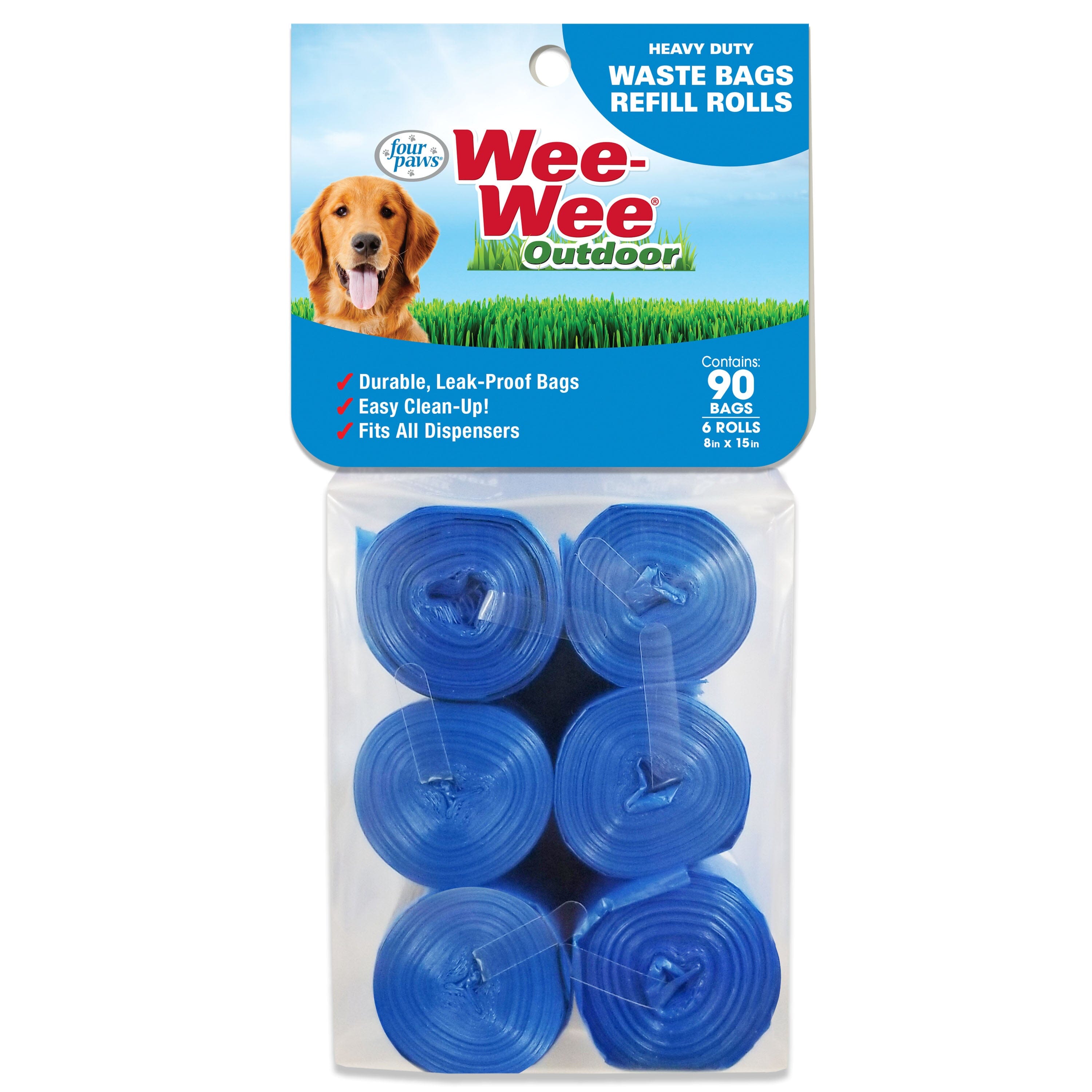 Four Paws Wee-Wee Outdoor Heavy Duty Dog Waste Bags Refill Rolls Waste Bags - 90 Count  