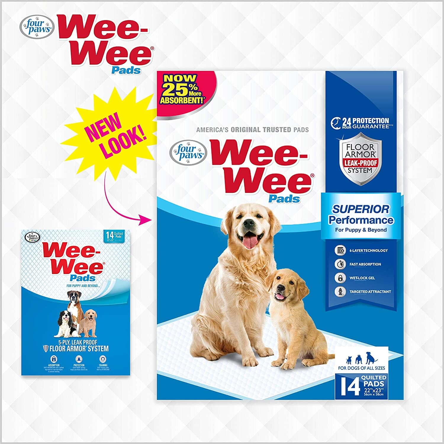 Four Paws Wee-Wee Pads Dog Training Pads - 22 X 23 In - 14 Pack  