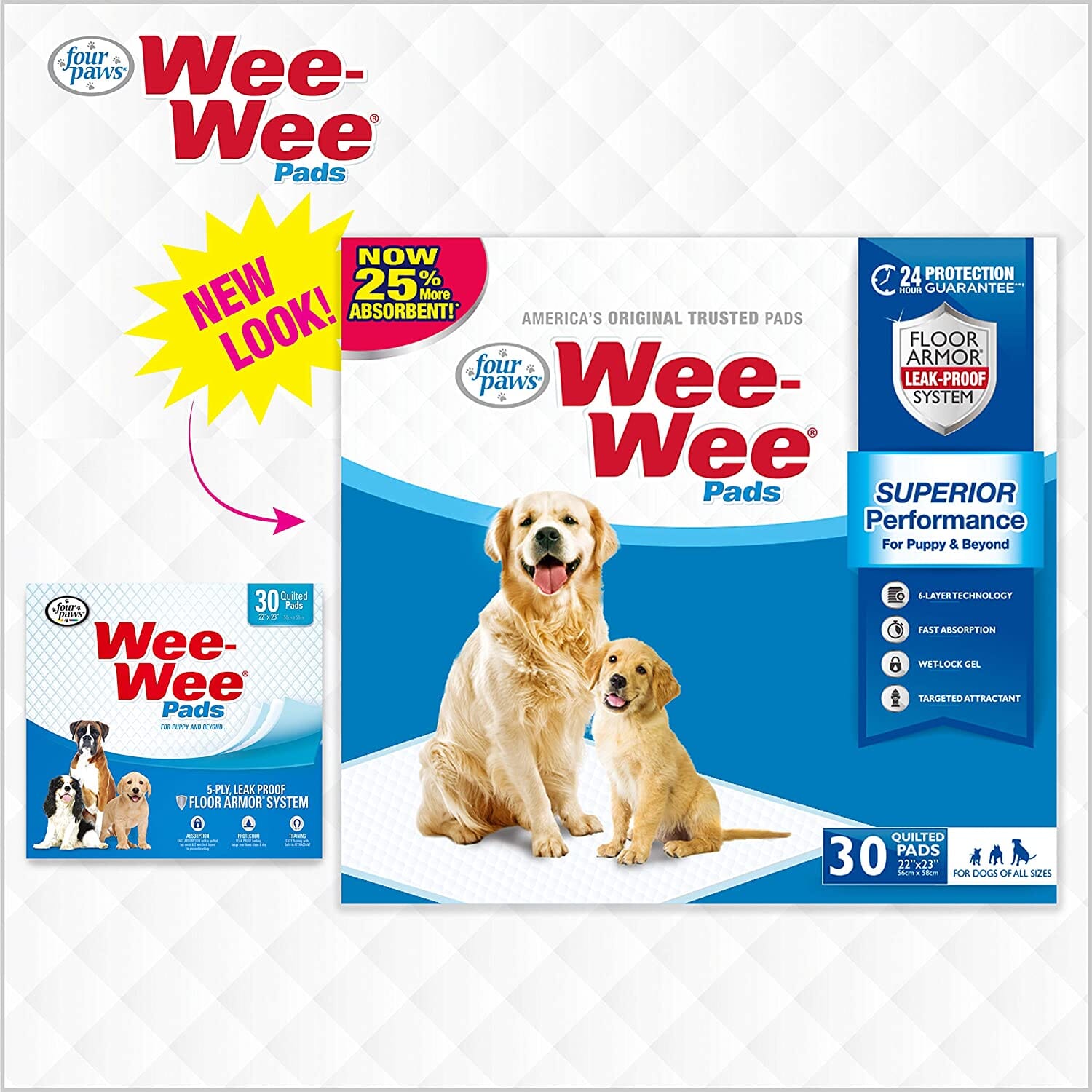 Four Paws Wee-Wee Pads Dog Training Pads - 22 X 23 In - 30 Pack  