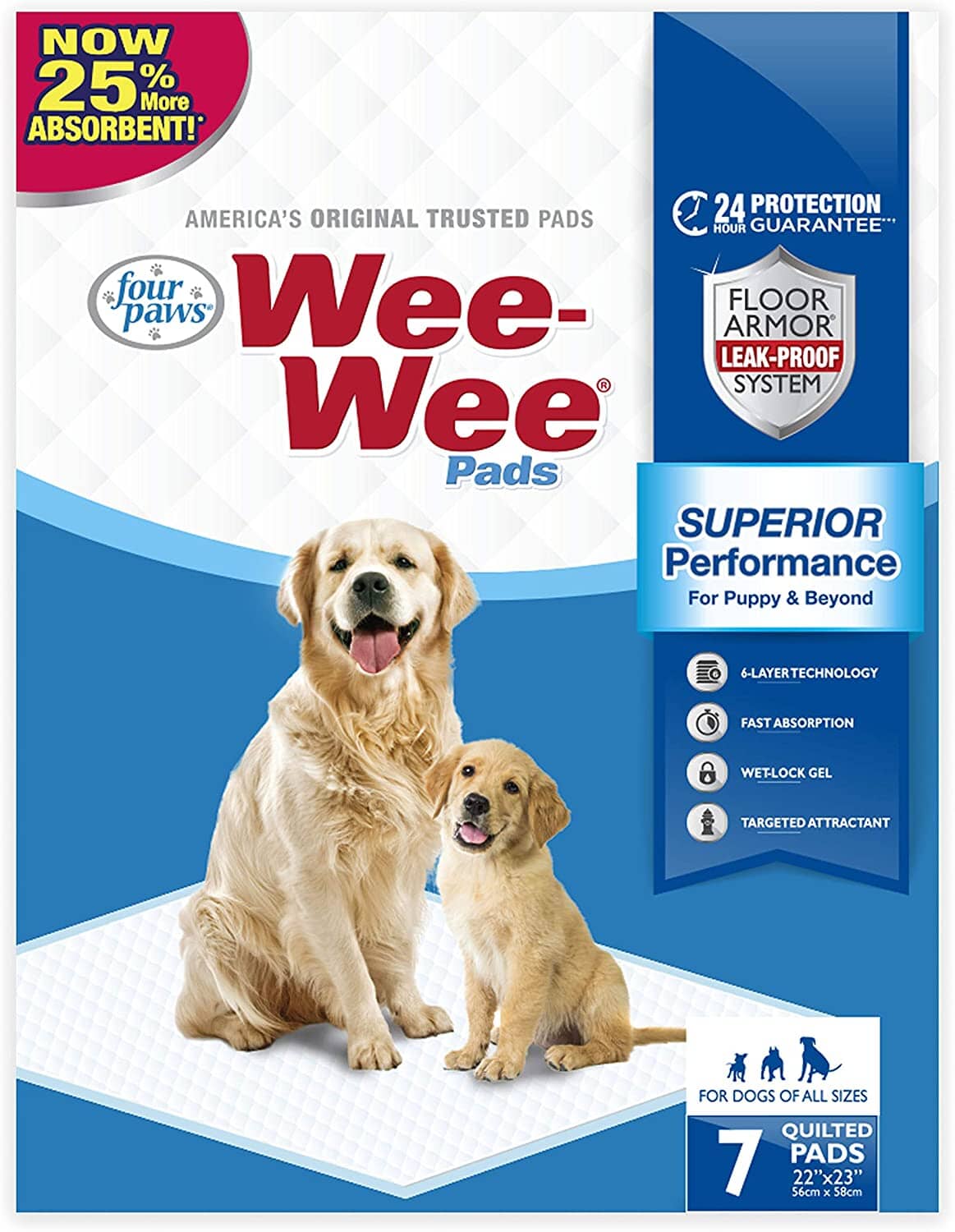 Four Paws Wee-Wee Pads Dog Training Pads - 22 X 23 In - 7 Pack  