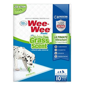 Four Paws Wee-Wee Pads with Grass Scent Dog Training Pads - 22 X 23 In - 10 Pack