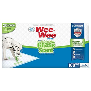 Four Paws Wee-Wee Pads with Grass Scent Dog Training Pads - 22 X 23 In - 100 Pack