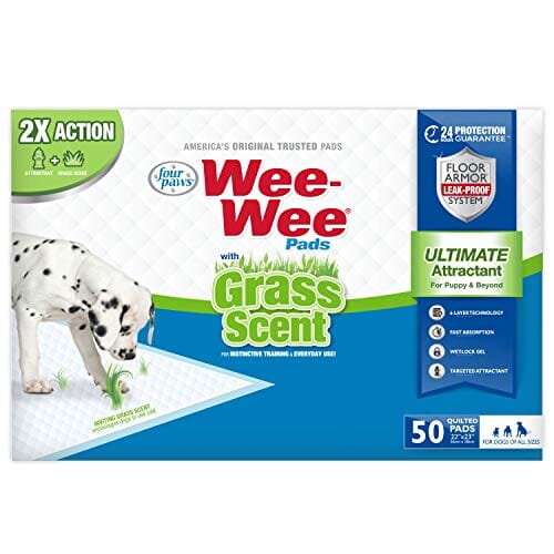 Four Paws Wee-Wee Pads with Grass Scent Dog Training Pads - 22 X 23 In - 50 Pack  