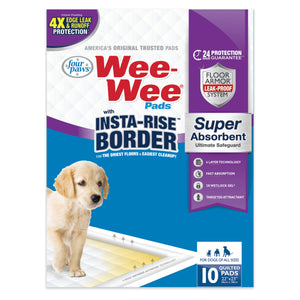 Four Paws Wee-Wee Pads with Insta-Rise® Border - Dog Pee Pads Insta-Rise Border - 10 Count