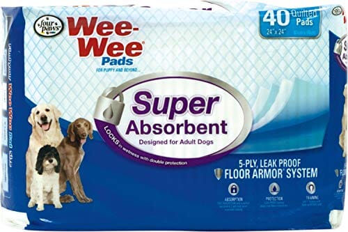 Four Paws Wee-Wee Super Absorbent Pads Dog Training Pads - 24 X 24 In - 40Pk  