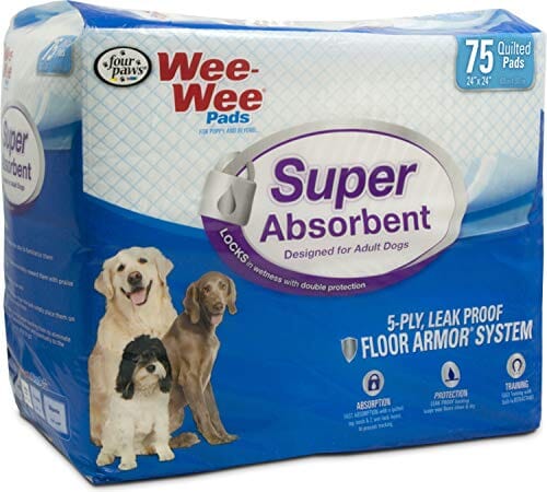 Four Paws Wee-Wee Super Absorbent Pads Dog Training Pads - 24 X 24 In - 75 Pack  
