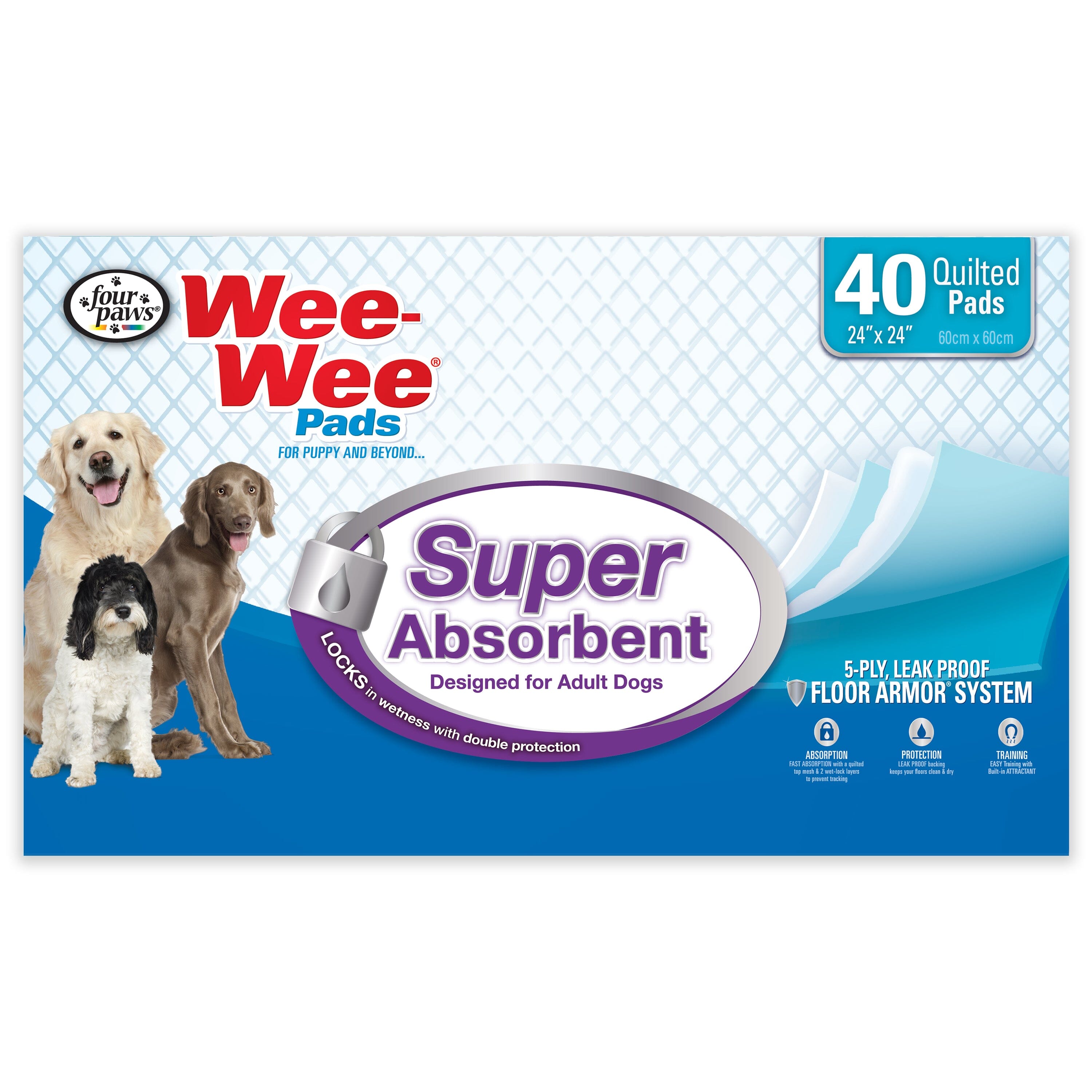 Four Paws Wee-Wee Super Absorbent Pads for Dogs Super Absorbent - 40 Count  