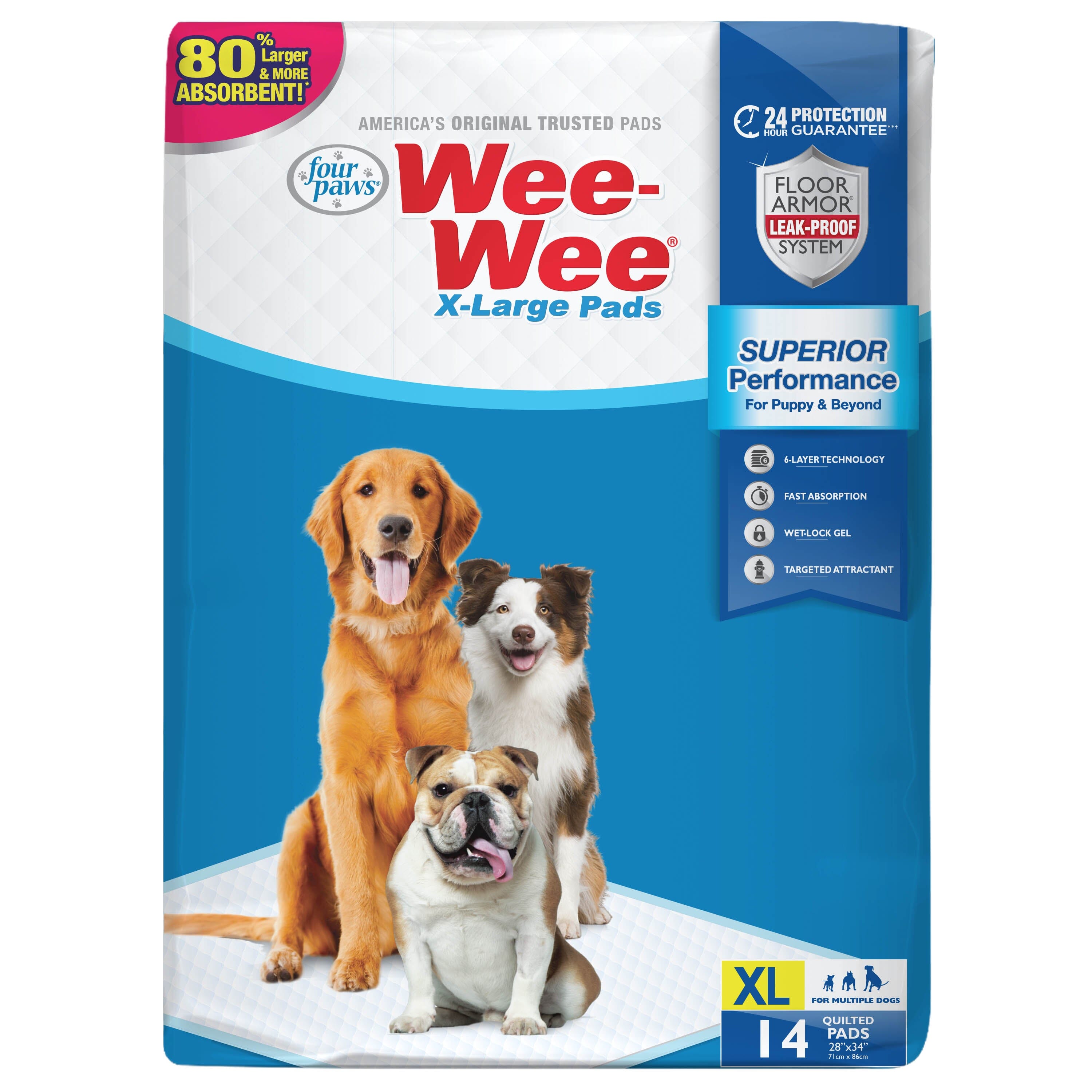 Four Paws Wee-Wee Superior Performance Dog Pads - Extra Large - 14 Count  