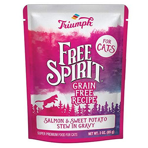 Free Spirit Grain-Free Cat Pouch Canned Cat Food - Salmon and Sweet Potato - 3 Oz - Cas...