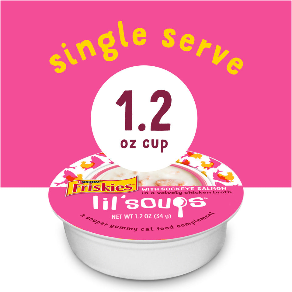 Friskies Natural Grain-Free Lil' Soups With Sockeye Salmon In Chicken Broth Cat Food Compliment  