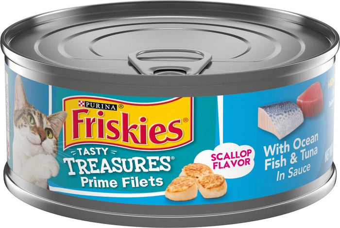 Friskies Tasty Treasures Prime Fillet with Ocean Fish & Tuna Scallop Flavor Canned Cat ...