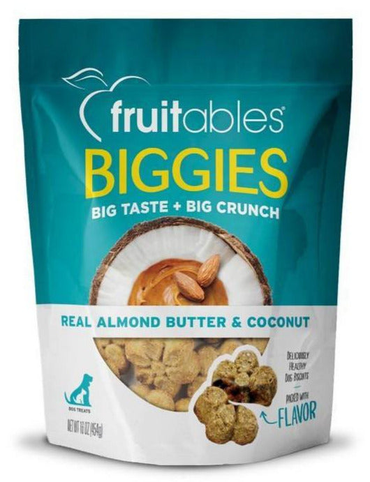 Fruitables Biggies Almond Butter & Coconut Crunchy Dog Treats - 16 oz Pouch