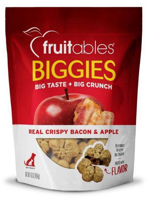 Fruitables Biggies Crispy Bacon & Apple Crunchy Dog Treats - 16 oz Pouch