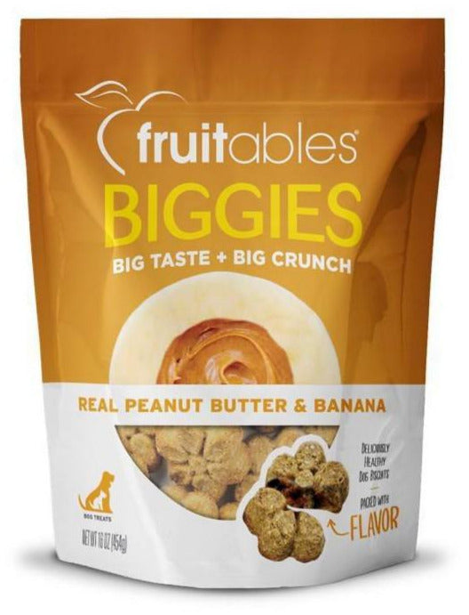 Fruitables Biggies Peanut Butter & Banana Crunchy Dog Treats - 16 oz Pouch