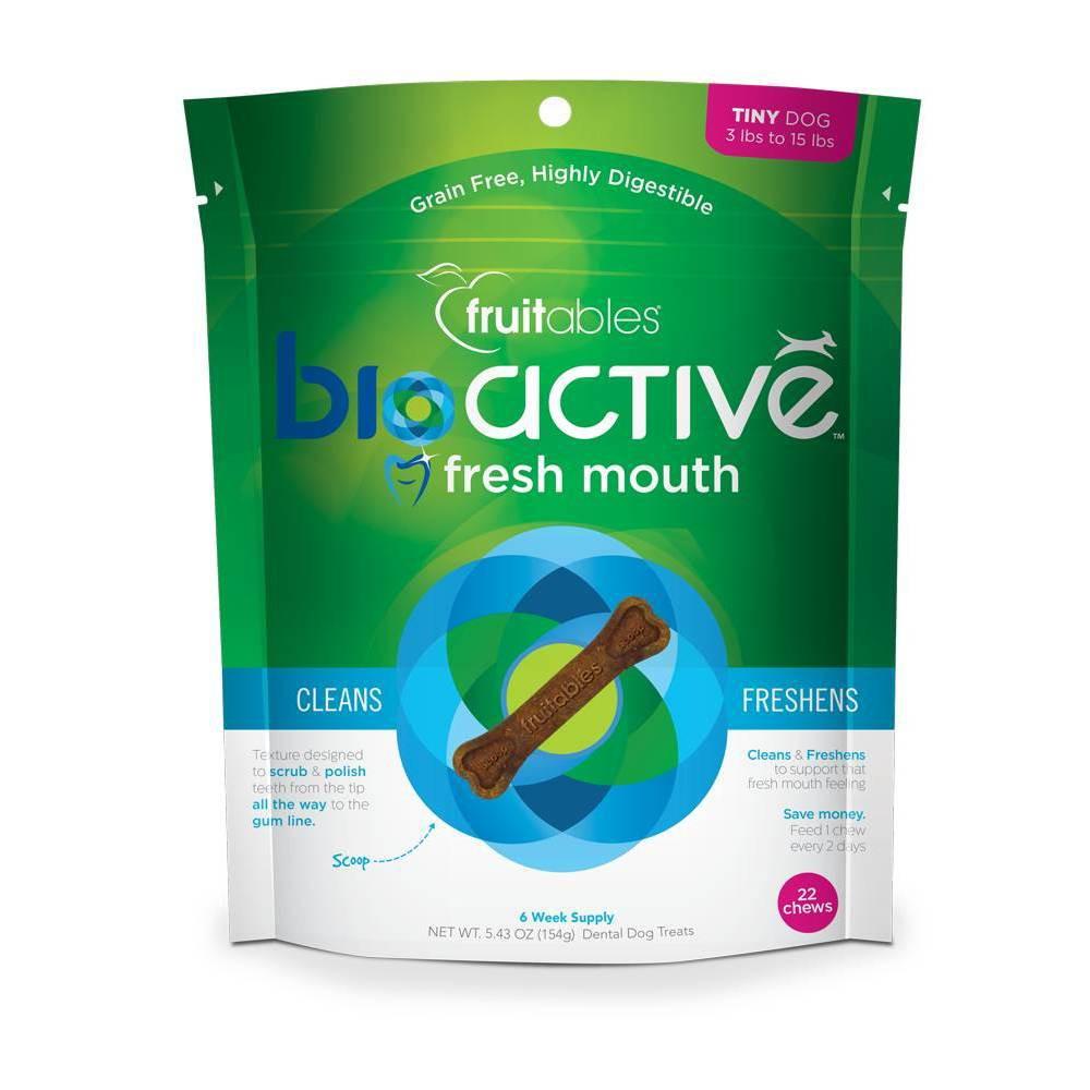 Fruitables BioActive Fresh Mouth Tiny Dog Dental Chews - 22 ct (5.4 oz) Pouch  