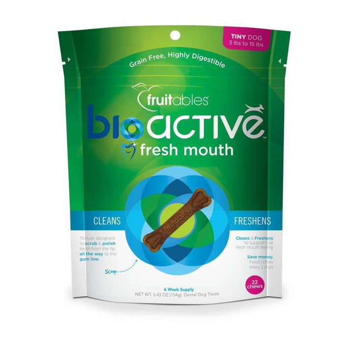 Fruitables BioActive Fresh Mouth Tiny Dog Dental Chews - 22 ct (5.4 oz) Pouch