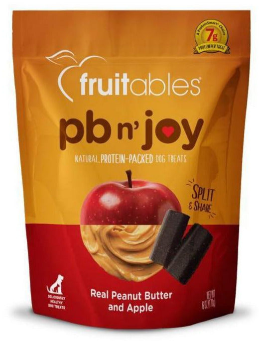 Fruitables PB n' Joy Peanut Butter & Apple Bar Soft and Chewy Dog Treats - 6 oz Pouch  