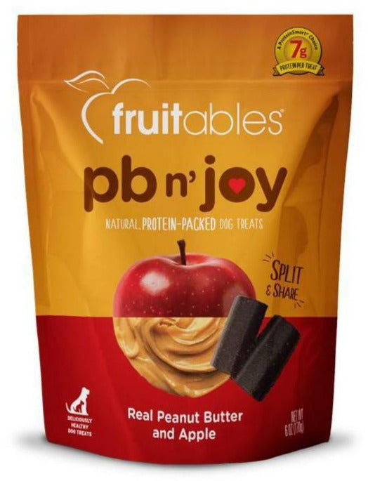 Fruitables PB n' Joy Peanut Butter & Apple Bar Soft and Chewy Dog Treats - 6 oz Pouch