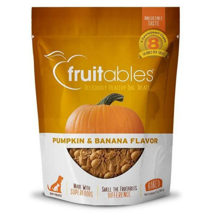 Fruitables Pumpkin & Banana Crunchy Dog Treats - 12 oz Pouch  