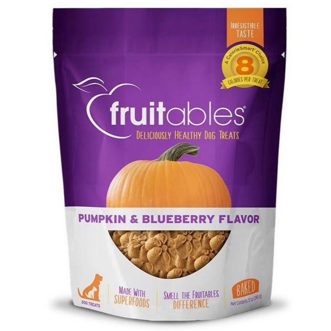 Fruitables Pumpkin & Blueberry Crunchy Dog Treats - 12 oz Pouch  