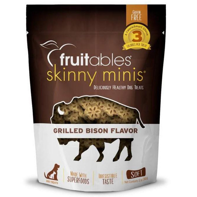 Fruitables Skinny Mini Grilled Bison Soft and Chewy Dog Treats - 12 oz Pouch