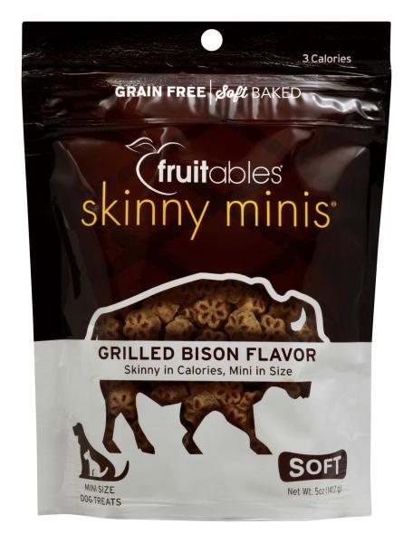 Fruitables Skinny Mini Grilled Bison Soft and Chewy Dog Treats - 5 oz Pouch  