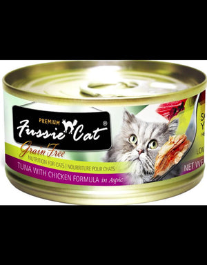 Fussie Cat Premium Tuna With Chicken Canned Cat Food - 24/5.5 oz Cans - Case of 1