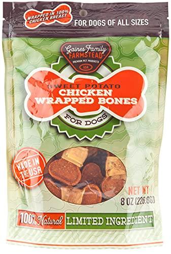 Gaines Family Farm Limited Ingredient Diet Sweet Potato Bone wrapped with Chicken Natural Dog Chews - 8 oz Bag  