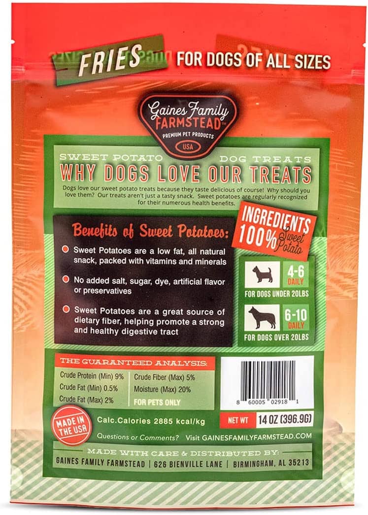 Gaines Family Farm Sweet Potato Fries Soft and Chewy Dog Treats- 14 Oz  